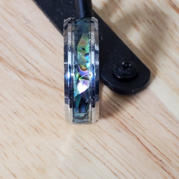 Parker Stainless Steel Abalone Shell Men's Ring 8MM - *NEW SIZES IN* - Picture 8 of 12